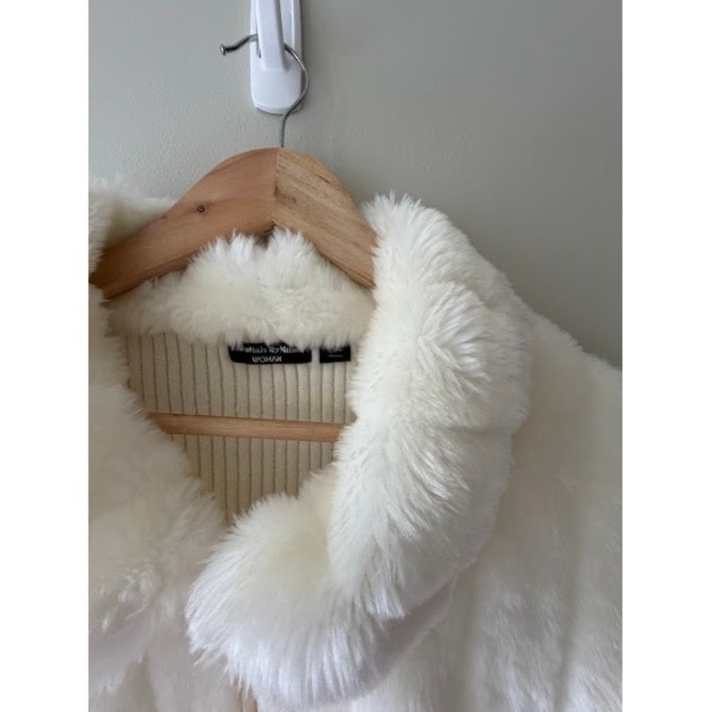 Winter Chic Essentials by Milano Faux Fur Vest XL Ivory Ribbed Knit Zip - Picture 5 of 9